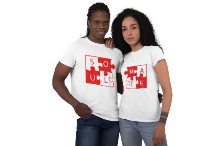 Soulmate Puzzle- Printed T-Shirts (White T) -Lover T-shirts