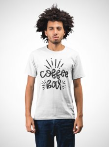 Coffee bar - White - printed t shirt - comfortable round neck cotton.