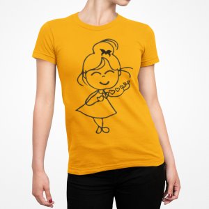 Blushing Girl - Line Art for Female - Half Sleeves T-shirt