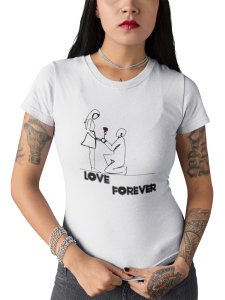 Love Forever - Line Art for Female - Half Sleeves T-shirt