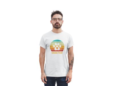 Grand paw - printed stylish White cotton tshirt- tshirts for men