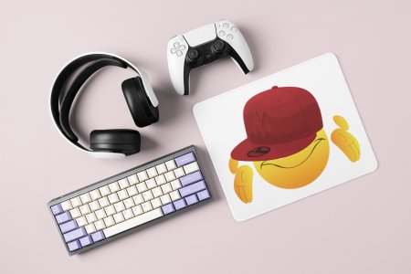 Eyes Covered with Cap Emoji- Emoji Printed Mousepad For Emoji Lovers