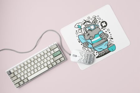 Rhino standing - Printed animated creature Mousepads