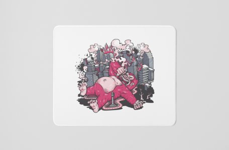 Gorilla Sleeping In Between Buildings - Printed Animated Mousepads