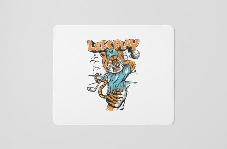 Angrey Tiger Playing Golf (BG Black) - Printed Animated Mousepads