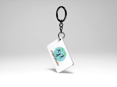 Yoga Studio, 3 Images Dancing, (BG Blue Circle) - Printed Acrylic Keychains(Pack Of 2)