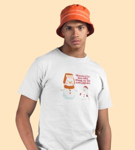 Snowman Sharmaji : Beautifully Crafted T-shirt (White) Perfect Gift For Secret Santa