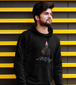 New year Bells,  Black Men's Printed Hoodies For Mens Boys