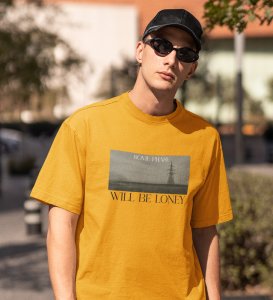 Forsaken, Artistry in Motion: Yellow Trendy Front Printed Round Neck Tee for Men