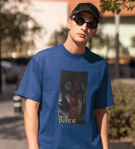 Devilish, City Pulse: Explore Blue Trendy Front Print Tee - Men's Street Style