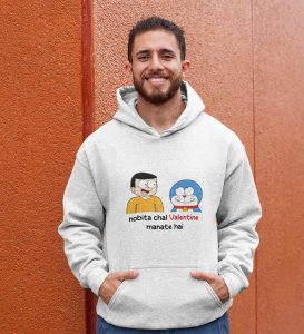 Let's Celebrate Valentine: Printed (white) Hoodies For Singles