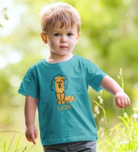 Lazy Lion, Boys Printed Crew Neck tshirt (teal)