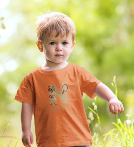 Naughty Nutria, Boys Round Neck Blended Cotton Tshirt (orange)
