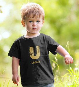 Ugly Unau, Boys Cotton Text Print Tshirt (black) 