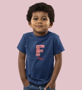 Fishy Fish, Printed Cotton Tshirt (Navy blue) for Boys