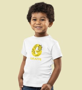 Giraffe, Boys Printed Crew Neck Tshirt (White)