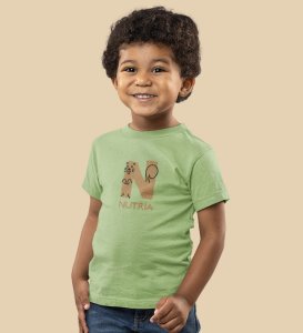 Naughty Nutria, Boys Round Neck Blended Cotton Tshirt (Olive)
