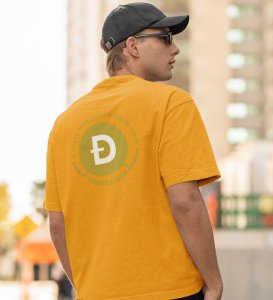 Dogecoin Promise Wings Yellow Round Neck Cotton Half Sleeved Men's T Shirt with Printed Graphics