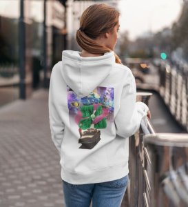 Reach for the Stars  Stay High White Cotton Printed Hoodies For Women