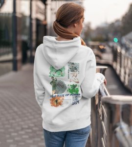 The Taijutsu Legend with a Heart of Determination Printed White Cotton Hoodie For Women