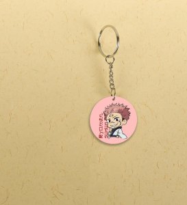 The Adorable Little Sukuna Mini King of Cursed Energy Anime Printed Round Keychains Pack of 2