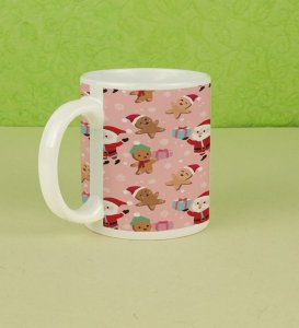 Santa and Festive Characters Spreading Christmas Cheer Full Printed Coffee Mug