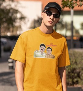 My Firebrigade! Yellow Round Neck Cotton Half Sleeved Men T Shirt with Printed Graphics