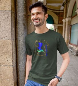 Freedom Of Mind Green Round Neck Cotton Half Sleeved Men T-Shirt with Printed Graphics