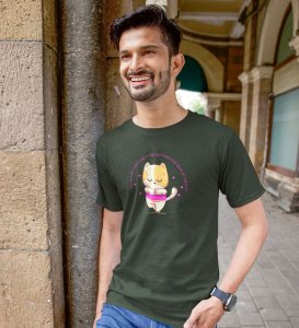 Song Of The Soul Green Round Neck Cotton Half Sleeved Men T-Shirt with Printed Graphics