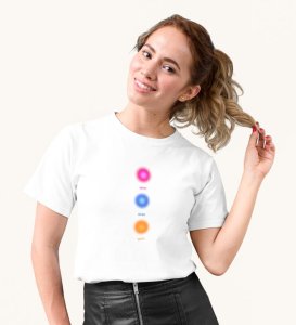 Balanced Life White Round Neck Cotton Half Sleeved Women T-Shirt with Printed Graphics