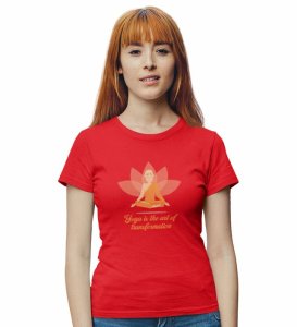 Exhale The Past Red Round Neck Cotton Half Sleeved Women T-Shirt with Printed Graphics