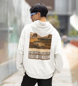 Explore the Outdoors  Premium OffRoad SUV Printed White Hoodie for Men