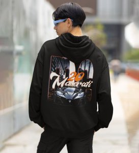 Italian Elegance Meets Raw Power  Luxury Supercar Printed Black Hoodie for Men