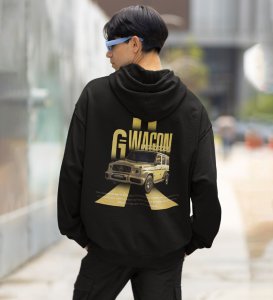 Luxury Meets Strength  Iconic AllTerrain SUV Printed Black Hoodie for Men