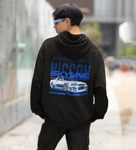 Precision on Every Turn  Performance Sports Car Printed Black Hoodie for Men