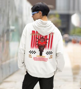 Where Speed Meets Art  Printed White Hoodie for Men