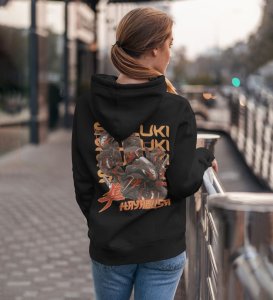 Master of the Open Road Printed Black Hoodie for Women