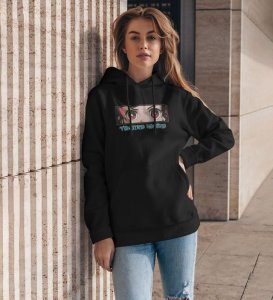 Kind Eyes Fiery Resolve Hidden Cotton Black Hoodie for Women