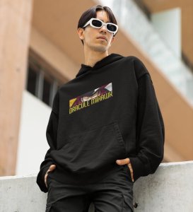 Masterful Warrior Eye Focused Power Cotton Black Hoodie for Men