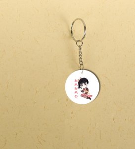 Sweet Anime Girl Wearing Skirt Printed Round Keychain Pack of 2